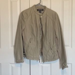 Kenneth Cole Reaction faux leather jacket. Bone/Gray color. New with tags.